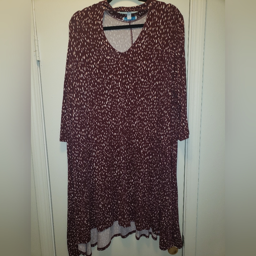Maroon & White Flowly Dress